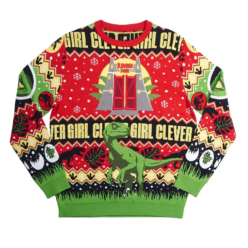 jurassic-park-clever-girl-weihnachtspullover-xl image 1