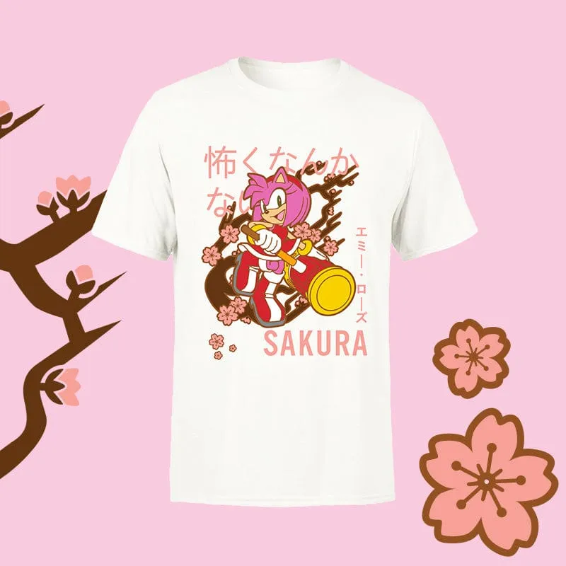 sonic-amy-rose-sakura-t-shirt-wei-baumwolle-unisex image 1