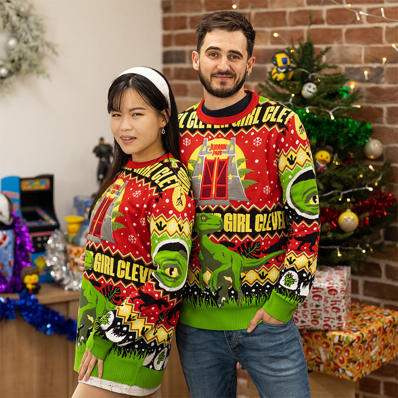 jurassic-park-clever-girl-weihnachtspullover-xl image 2