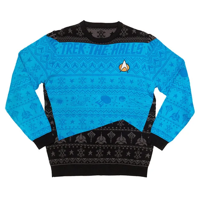 numskull-star-trek-weihnachtspullover-blau-strick-unisex image 1