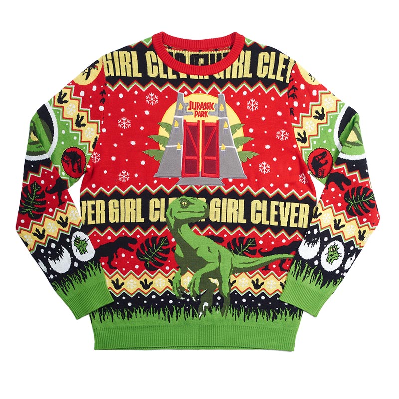 jurassic-park-clever-girl-weihnachtspullover-xl image 1