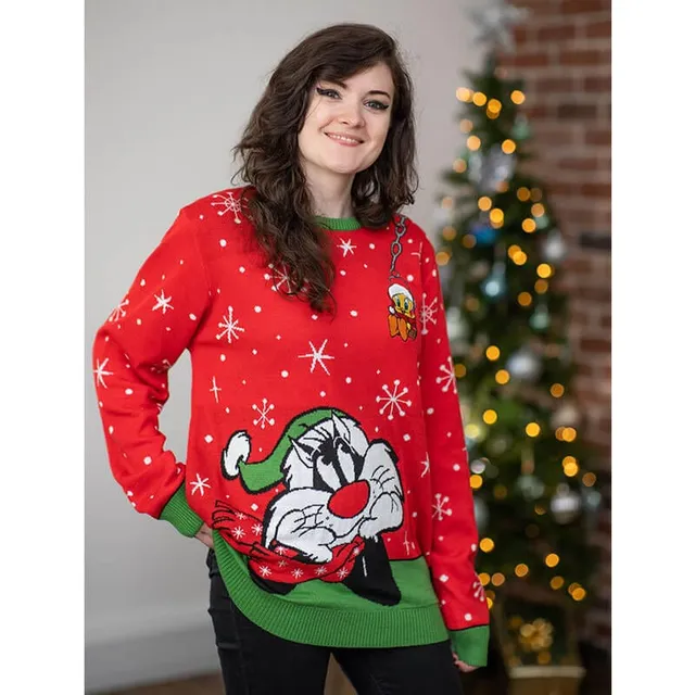 numskull-looney-tunes-weihnachtspullover-rot-unisex image 1