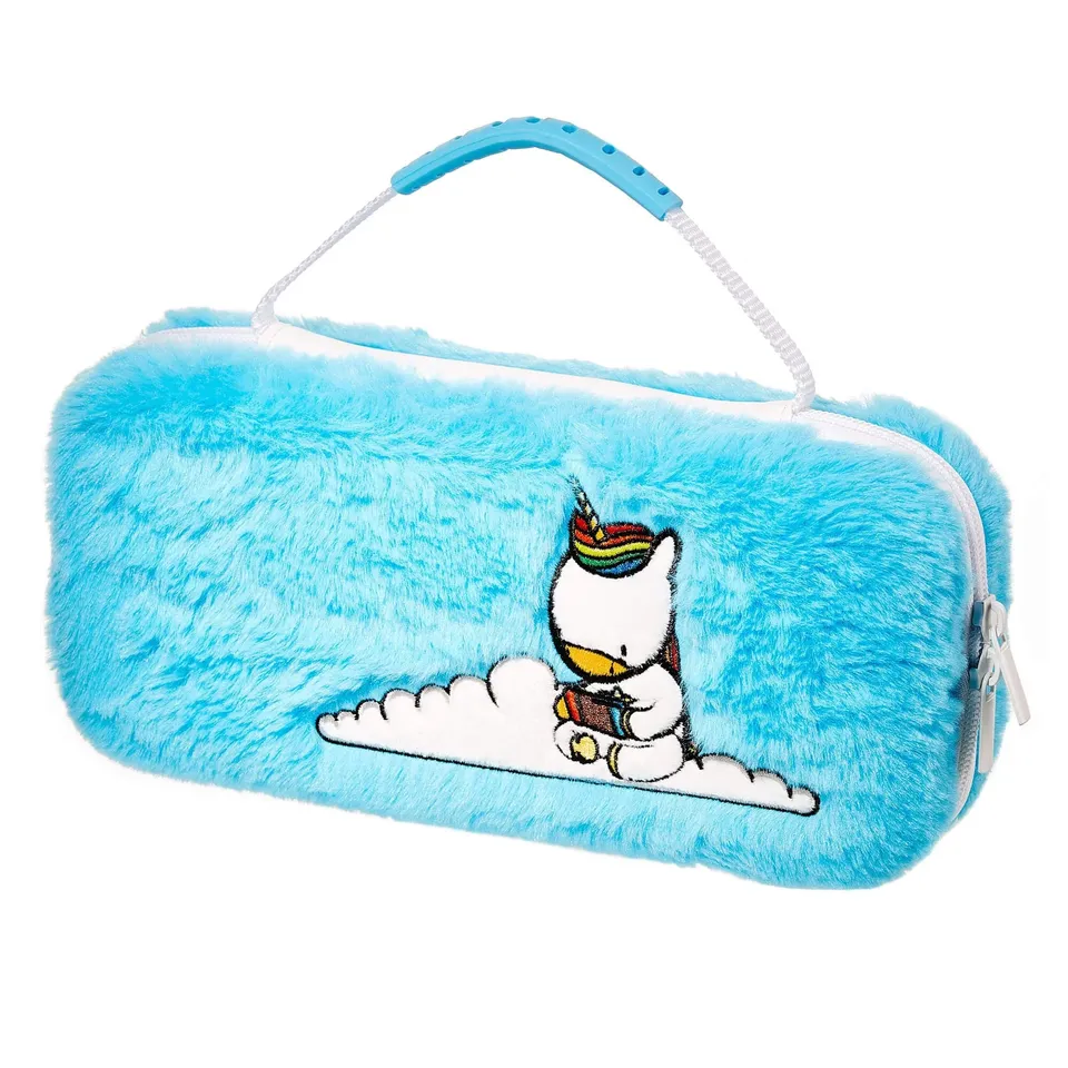 nintendo-switch-unicorn-carry-case-h-lle-blau-flauschig image 1