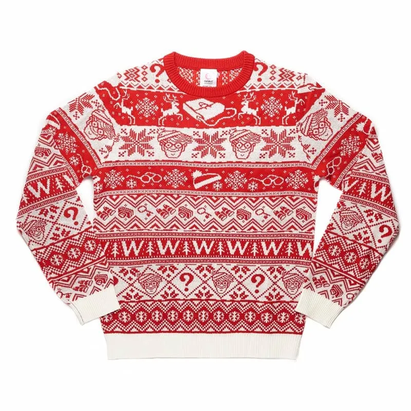 numskull-wo-ist-walter-weihnachtspullover-unisex-rot-wei image 1
