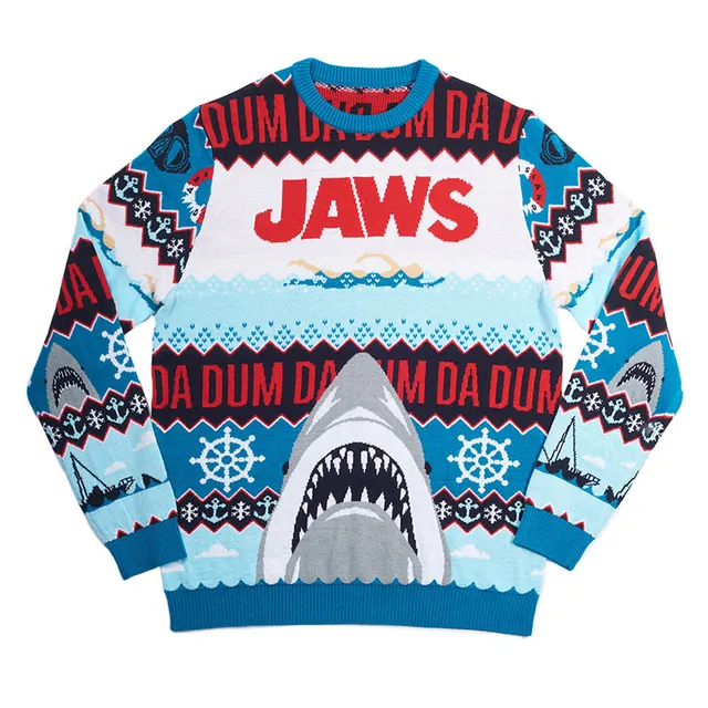 jaws-da-dum-ugly-sweater-weihnachtspullover-strick image 1