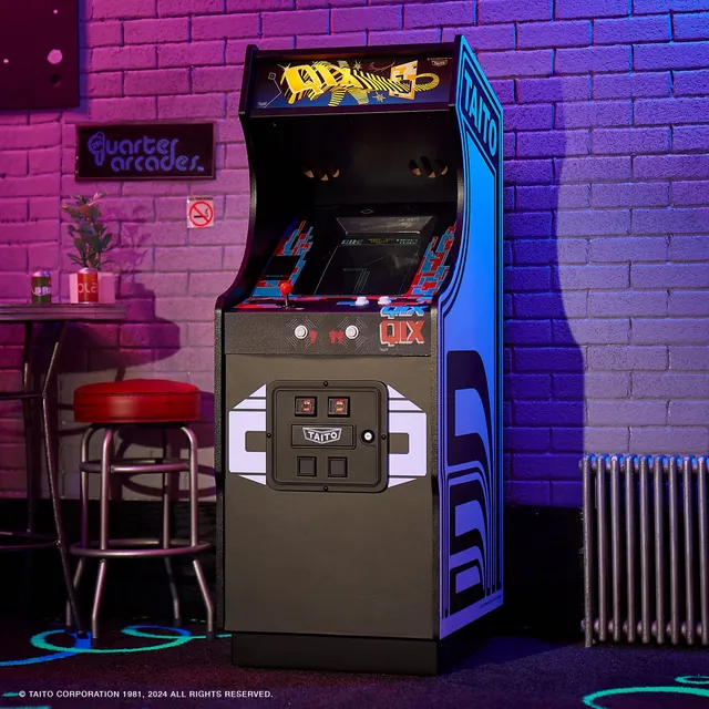 numskull-quarter-arcades-qix-mini-arcade-automat-spielbar-holz image 1